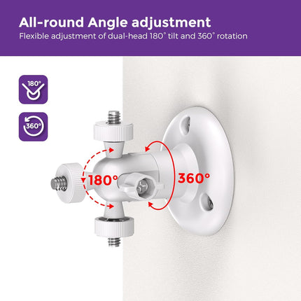 2 Pack No-Drill Indoor/Outdoor Camera Wall Mounts – 360° Adjustable with Strong Adhesive & Screw Option