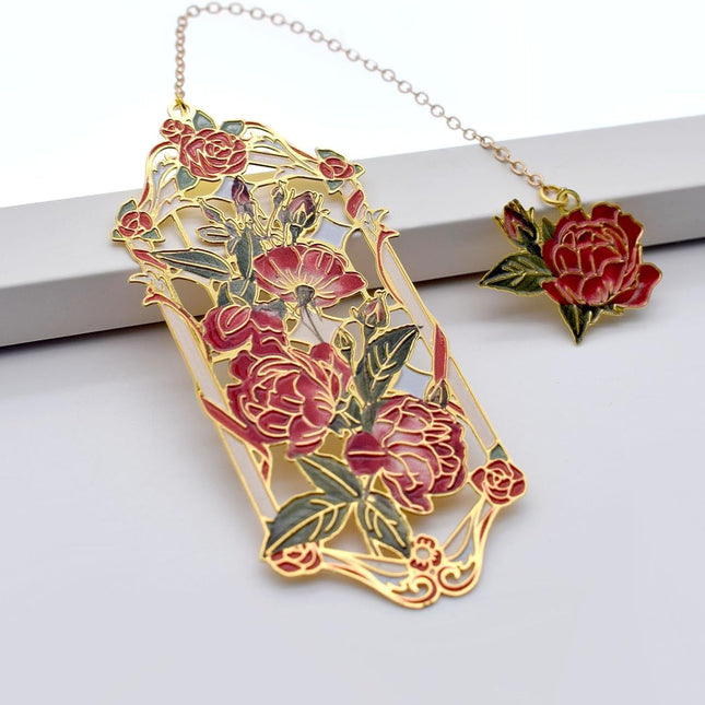 Red Rose Metal Bookmark Gift for Readers
