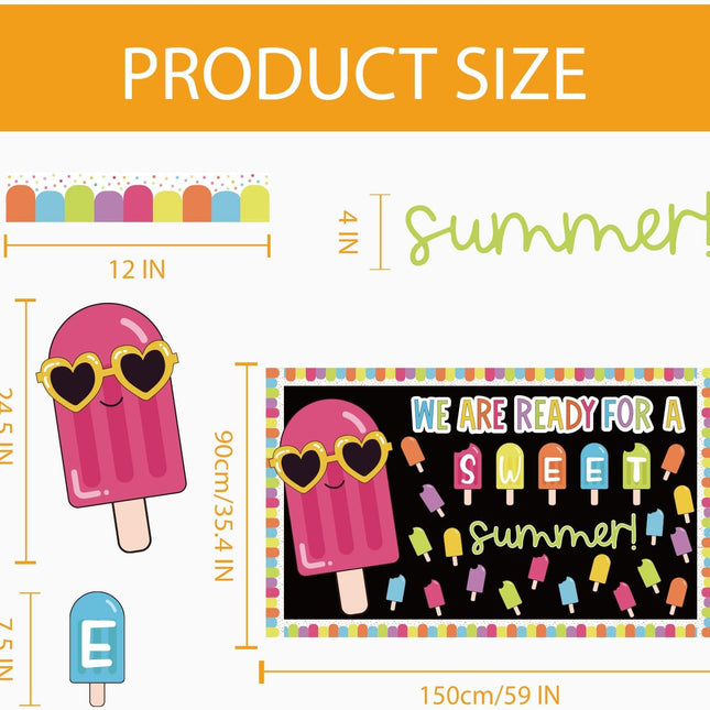 AuraHaus CasaAura Summer Bulletin Board Decorations Set Summer Ice Popsicle Classroom Decor We — Home Decor & Ambiance
