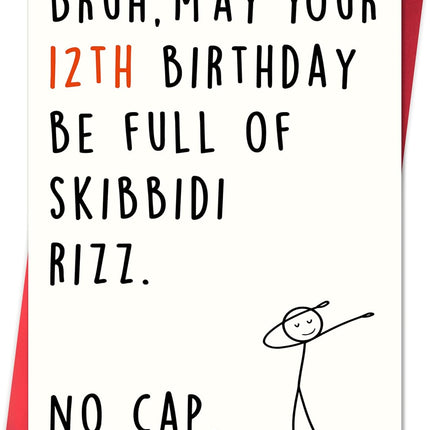12th Birthday Card with Funny Teen Slang Design