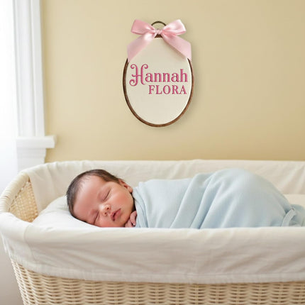 Baby Name Sign with Bows for Welcome Announcements
