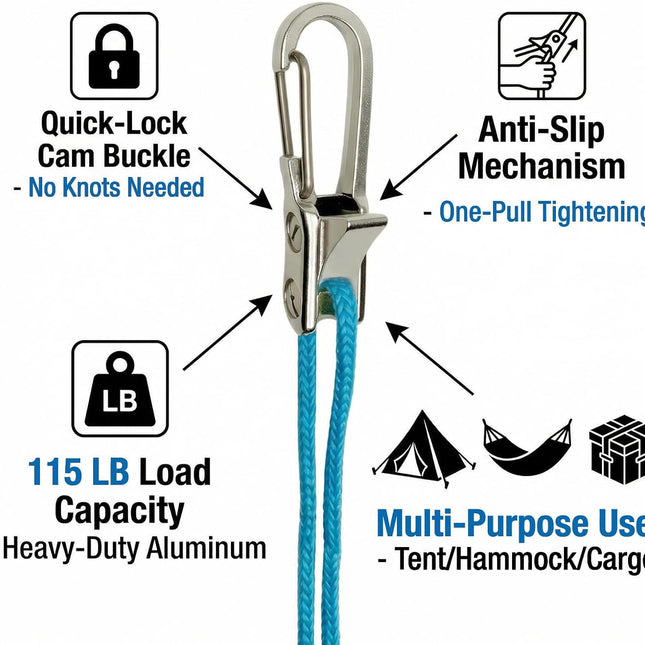 6 Pack Rope with Roller Tensioner for Easy and Secure Tying