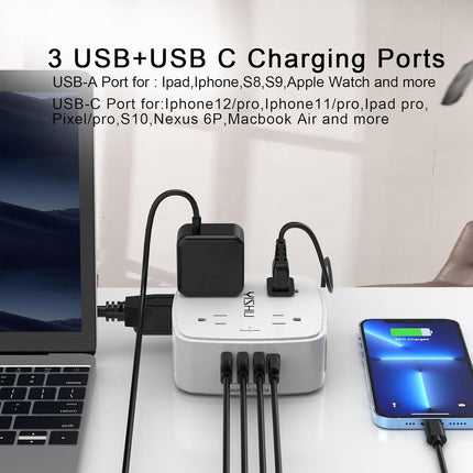 6 Ft Surge Protector Power Strip with 8 Outlets and 4 USB Ports