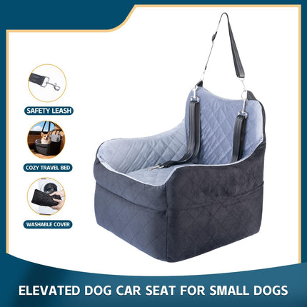 Elevated Dog Car Seat for Small Dogs with Leash
