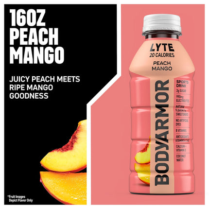 Peach Mango Lyte Electrolyte Drink, 16 fl oz Bottles, 12 Pack