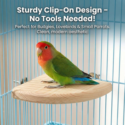 2-Piece Fan-Shaped Wood Flat Perch Set for Bird Cages
