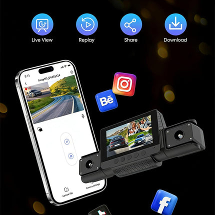 360 4-Channel 1080P Dash Cam with GPS, WiFi, App Control and 32GB Card