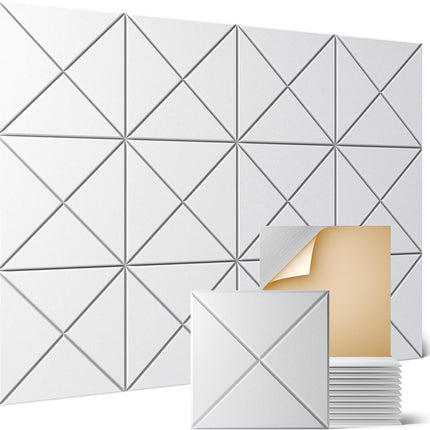 12-Pack White X-Lined Self-Adhesive Acoustic Foam Panels