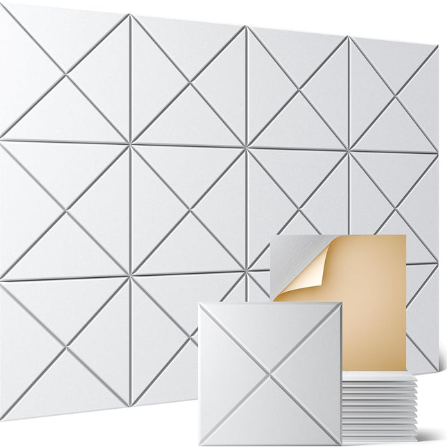 12-Pack White X-Lined Self-Adhesive Acoustic Foam Panels