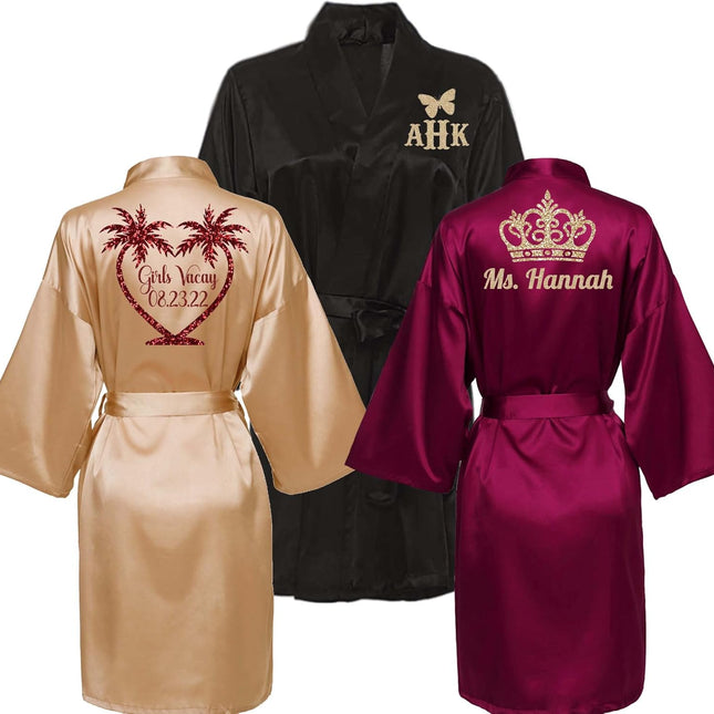 Custom Women's Personalized Robe, Black S/M