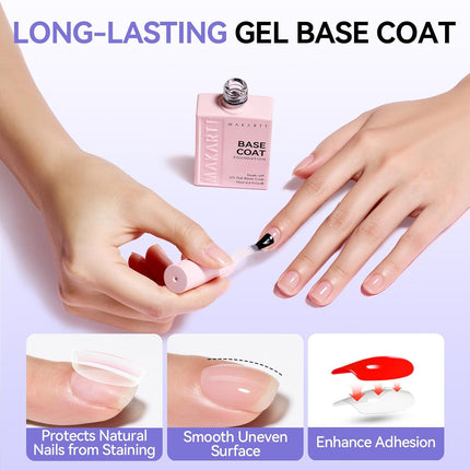 Gel Top and Base Coat Set, 2 PCS 15ml No Wipe Diamond-Shine Soak Off Gel