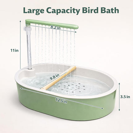Indoor Bird Bath Fountain with Dual Rainfall Shower