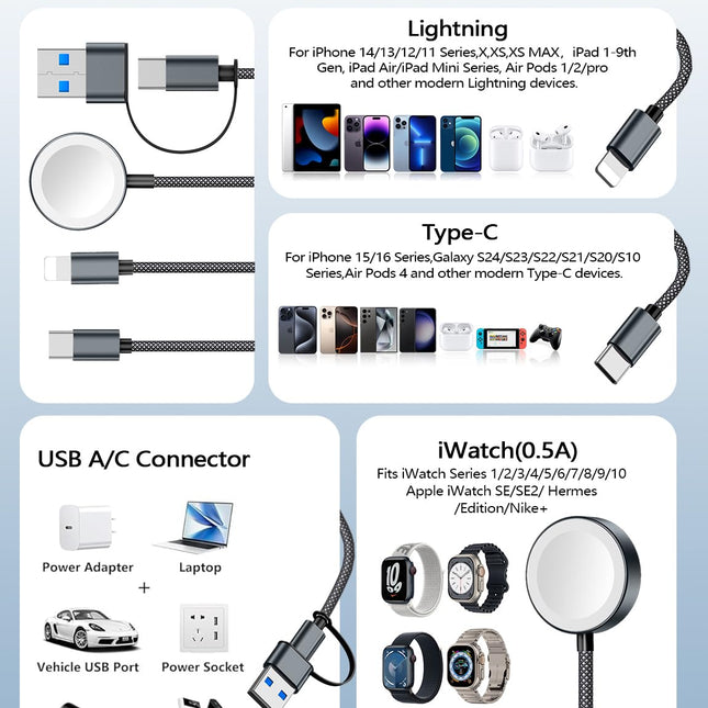 3in2 Charging Cable