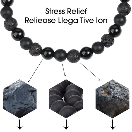Black Beaded Bracelet Set for Men and Boys
