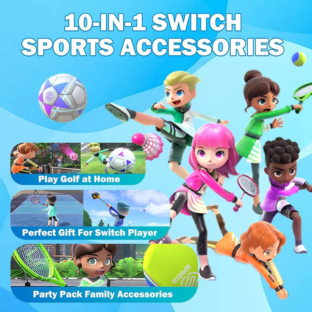 Nintendo Switch Sports Accessories Bundle 10-in-1 - side view