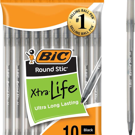 HomeChef ChefDelHogar BIC Round Stic Xtra Life Black Ballpoint Pens, Medium Point (1.0mm) — Kitchen & Home