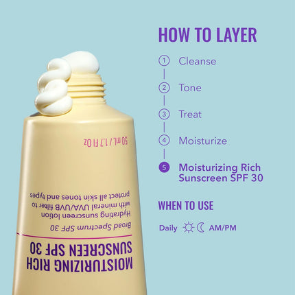 Moisturizing Rich Sunscreen SPF 30 Mineral Zinc Oxide Face Sunscreen