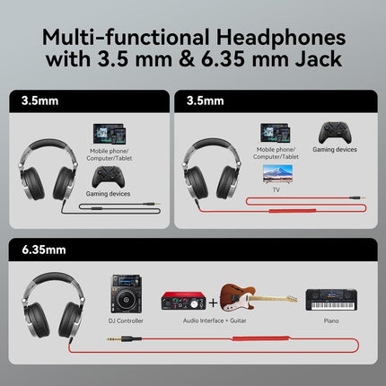 Wired Over-Ear Hi-Res DJ Studio Monitor Headphones, Black