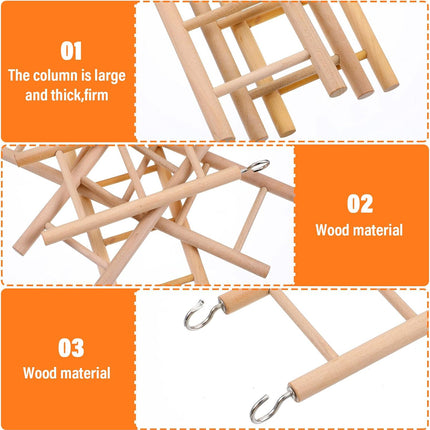 4-Piece Natural Pine Wood Bird Ladder Set for Cages