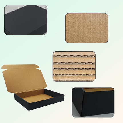 8x8x2 Black Shipping Boxes Set of 20, Corrugated Cardboard Mailers