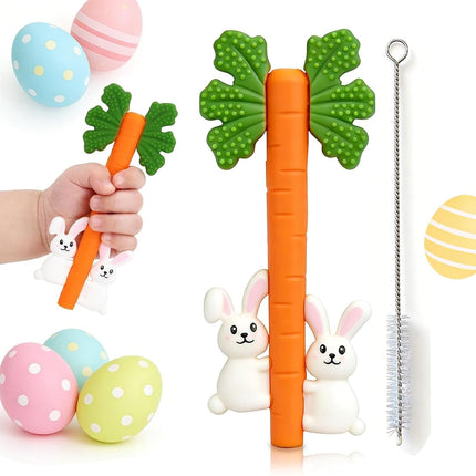 Silicone Carrot Rabbit Baby Teething Toy