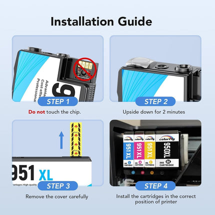 Compatible 950XL and 951XL Ink Cartridge Combo Pack, 4 Pack