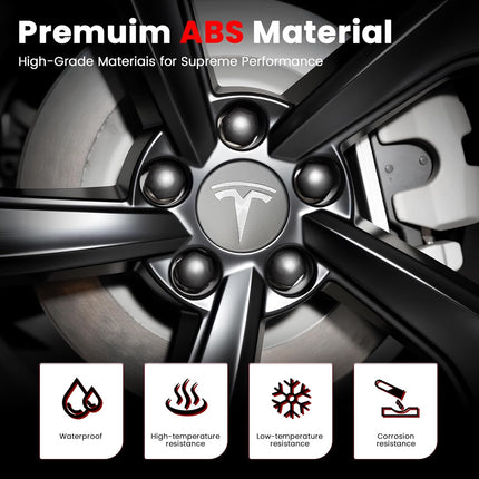 4 Pack 56mm Car Wheel Center Hub Cap Kit with Lug Nut Covers for Model 3 / Model Y, Gray & Silver