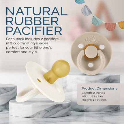Natural Rubber Newborn Pacifiers - Coconut & Toast Set of 2