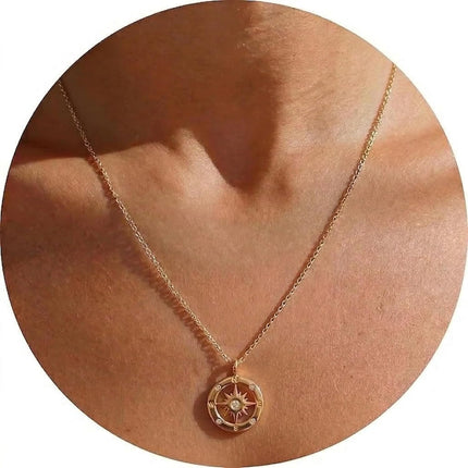 Galis Dainty Necklace - Silver, Gold Plated 18" Choker for Women with Dainty Small Round Faux Diamond Necklace Pendant, Necklaces Women with CZ Solitaire Lobster Clasp, Minimalist Gift