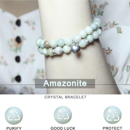 2-Piece Healing Crystal Beaded Bracelet Set for Women