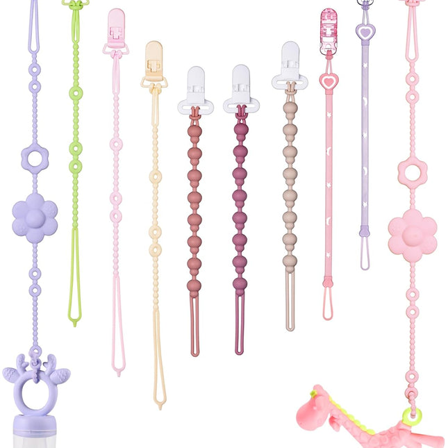 Pacifier Clips & Toy Straps 2-in-1 Combo, 10 Pack