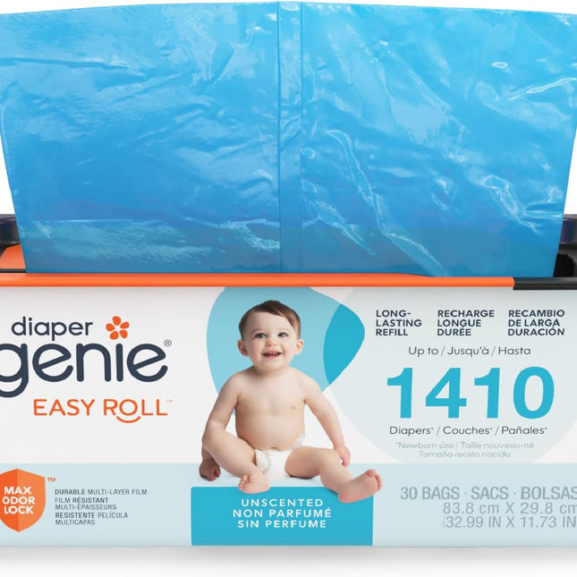 Easy Roll Diaper Pail Refill Bags | 30 Bags | Odor Control