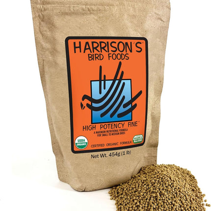 High Potency Fine Organic Bird Food Pellets for Small to Medium Birds, 1 lb