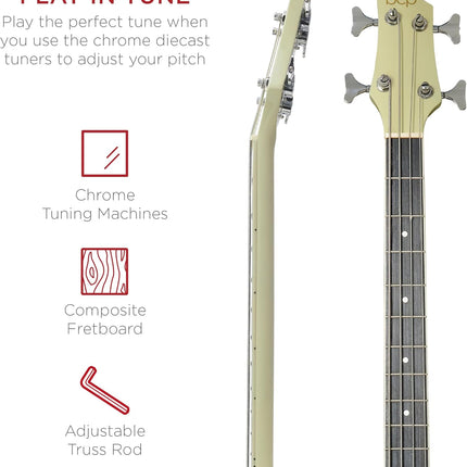 GlowEssence EsenciaLuz Best Choice Products Acoustic Electric Bass Guitar, Full Size 4 String, — Beauty & Self-Care