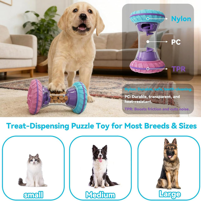 Interactive Dog Puzzle Toy with Adjustable Treat Dispensing Slow Feeder