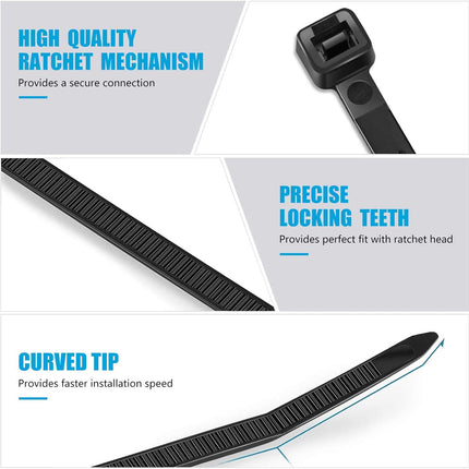 NexWave OndaNex Zip Ties 8 inch Heavy Duty Zip Ties with 120 Pounds Tensile Strength — Smart Tech