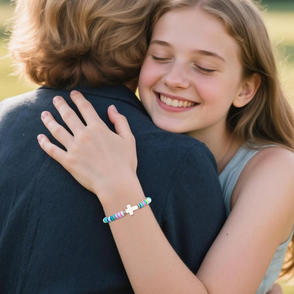 Cross Bracelet Baptism Gifts for Girl Kids First Communion Confirmation Graduation Gifts for Teens Girls Gifts Trendy Stuff Christening Catholic Christian Gifts Jesus Bracelets Daughter Niece Jewelry