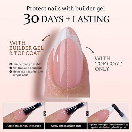 French Tip Short Press-On Nail Tips, 160 Pcs