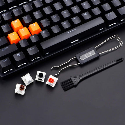 Stainless Steel Keycap and Switch Puller with 2 Keyboard Cleaning Brushes