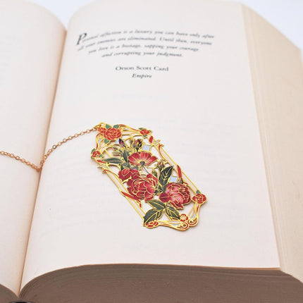 Red Rose Metal Bookmark Gift for Readers