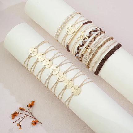 Letter A No-Damage Hair Tie Bracelet Set for Women, 10 Pcs