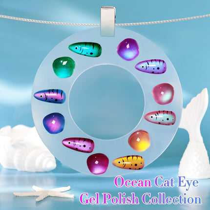 Glass Galaxy Green Magnetic Cat Eye Gel Polish Set of 6