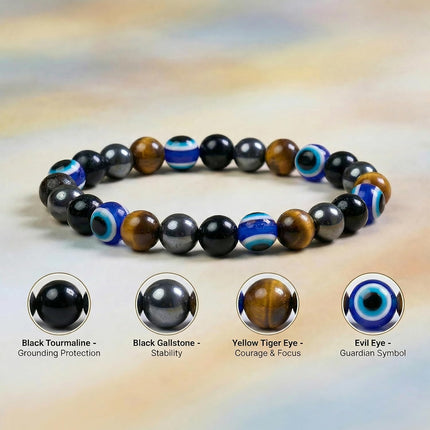 Evil Eye Stretch Crystal Bracelet with 8MM Beads
