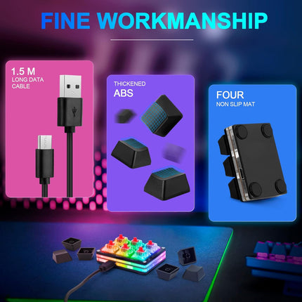 Black and White USB Mini 6-Key Mechanical Gaming Keypad with RGB LED