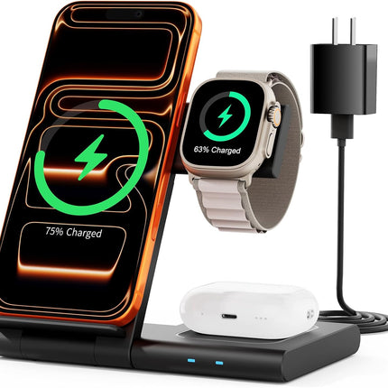 New Travel Portable Wireless Charger 3-in-1 Charging Stand for Multiple Devices
