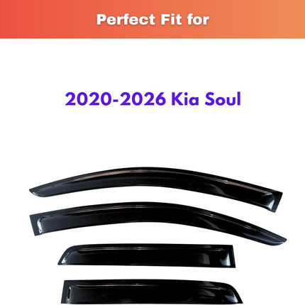 Rain Guards for 2020-2026 Soul, Out-Channel Window Visors, 4-Piece Set