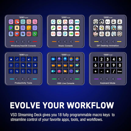 VSDINSIDE Macro Keypad, Stream Controller Deck Gaming Streaming Shortcut — Smart Tech