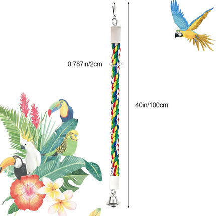 40-Inch Bendable Cotton Bird Rope Perch Swing Set