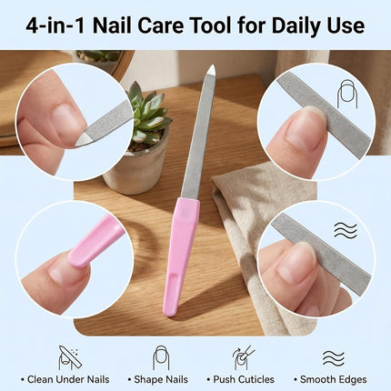 6-Pack Stainless Steel Metal Nail File Set for Natural Nails