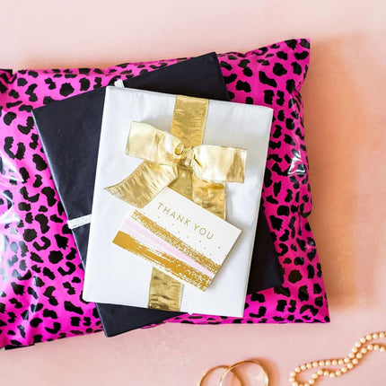 Large Hot Pink Cheetah Poly Mailers 14.5 x 19, 50 Pack